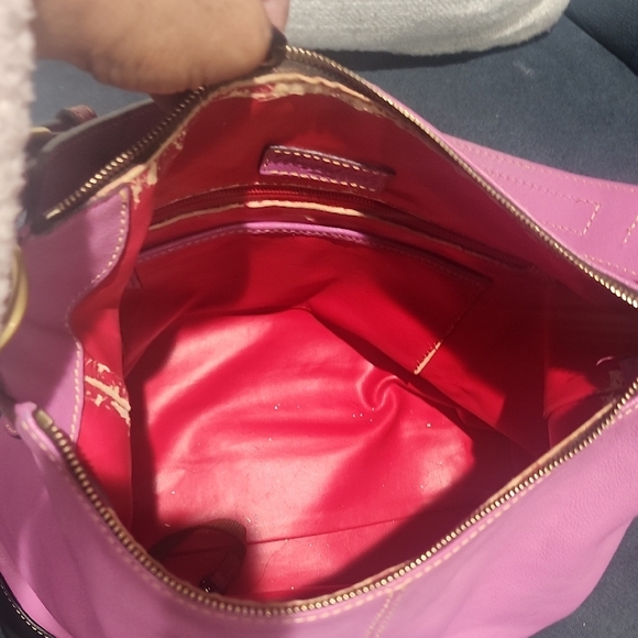 Dooney & Bourke Fuchsia and Black Hobo Bag - Picture 7 of 10